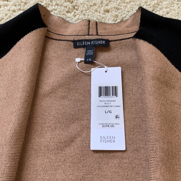 NWT Eileen Fisher Silk and Organic Coton Drape Front Cardigan, sz L - Picture 6 of 10